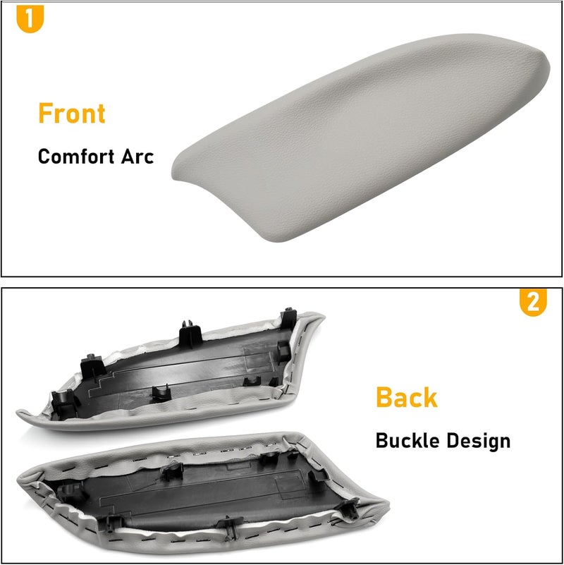 APESER Compatible with Honda Accord Door Panel Armrest Lids 2008-2012,2 Pcs PU Leather Front Door Panel Armrest Cover Replacement for Accord Sedan EX/EX-L/LX/LX-P/SE(Gray)(NOT Fit for Coupe Model) - Image 4